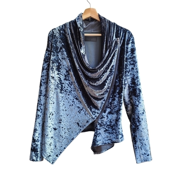 BlankNYC Velvet Jacket with Asymmetrical Hem and Angled Zipper, Size Medium - Picture 8 of 10